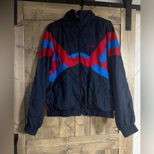 Vintage Spalding Windbreaker Jacket 90s Retro Colorblock Red Blue Black | L